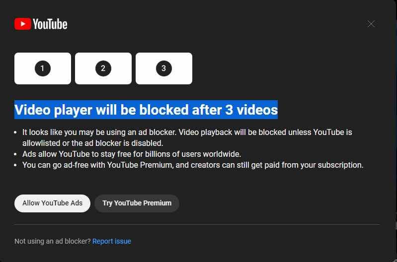 YouTube zabrana blokiranja reklama upozorenje
