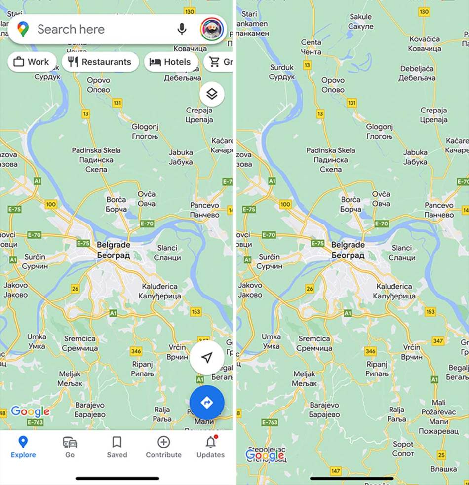 Google Mape preko celog ekrana