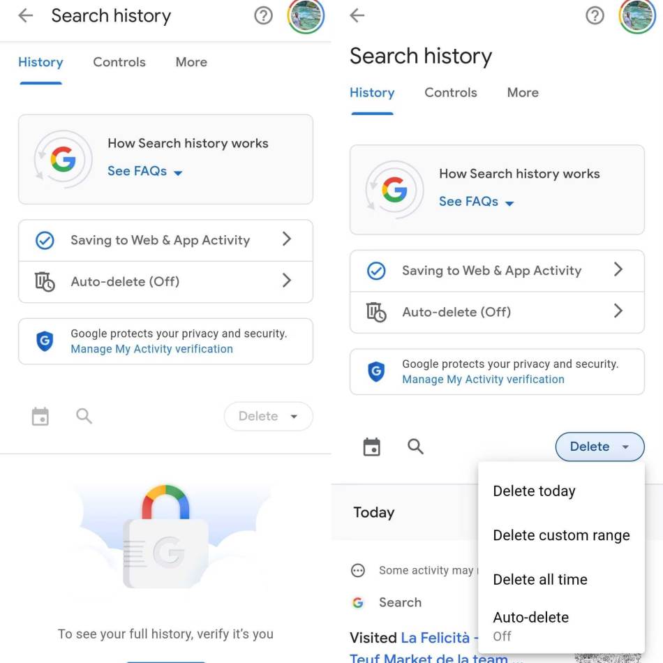 Google search history
