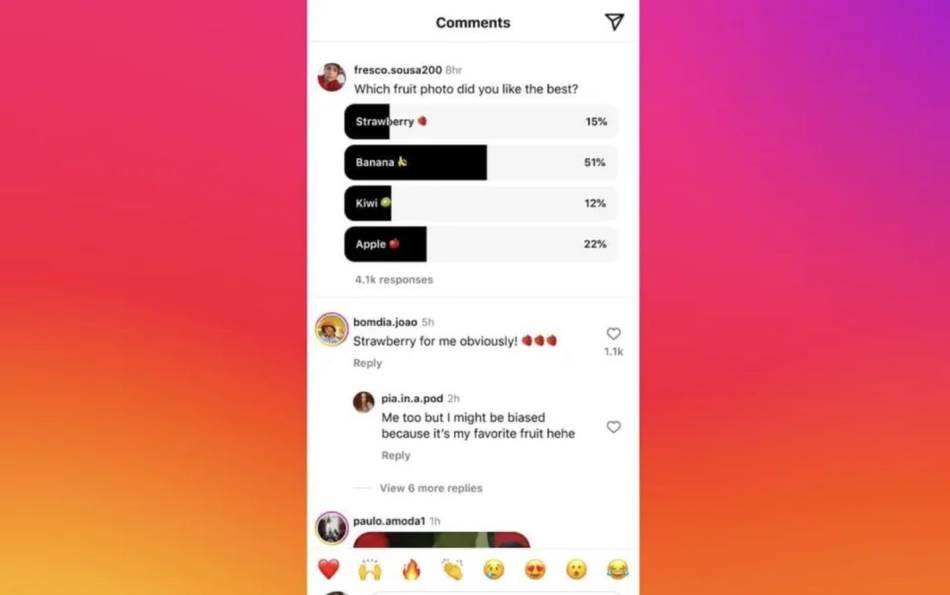 Instagram, ankete u komentarima