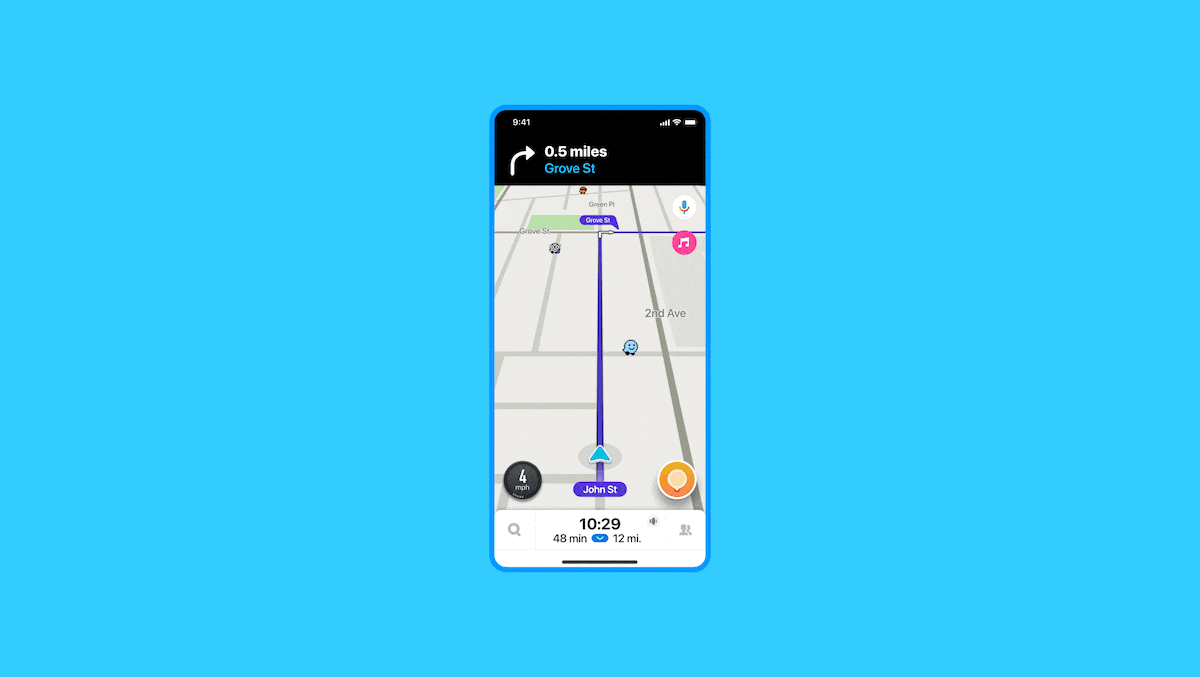 Waze upozorenje o istoriji sudara animacija