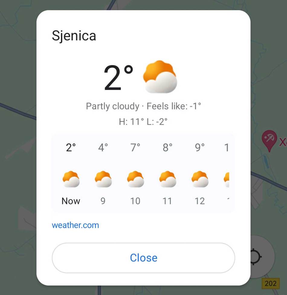 Vremenska prognoza 12 sati Google Maps