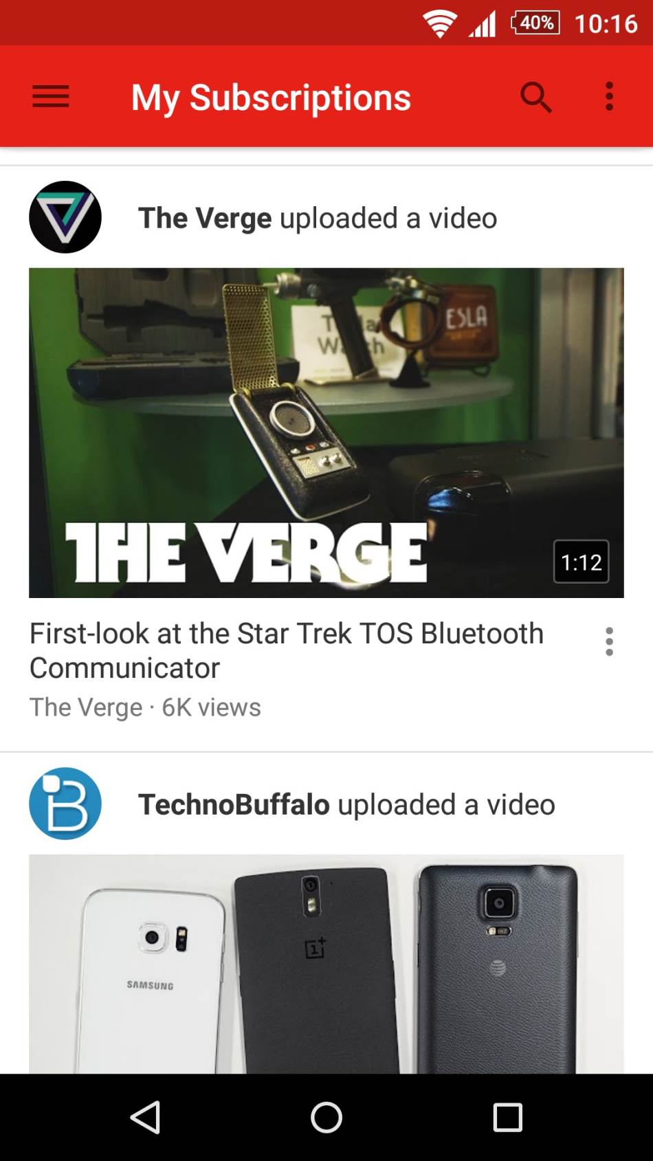 YouTube za Android raspored tastera