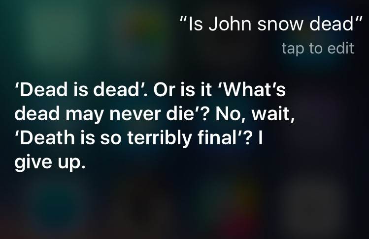Siri da li je Džon Snežni živ ili mrtav