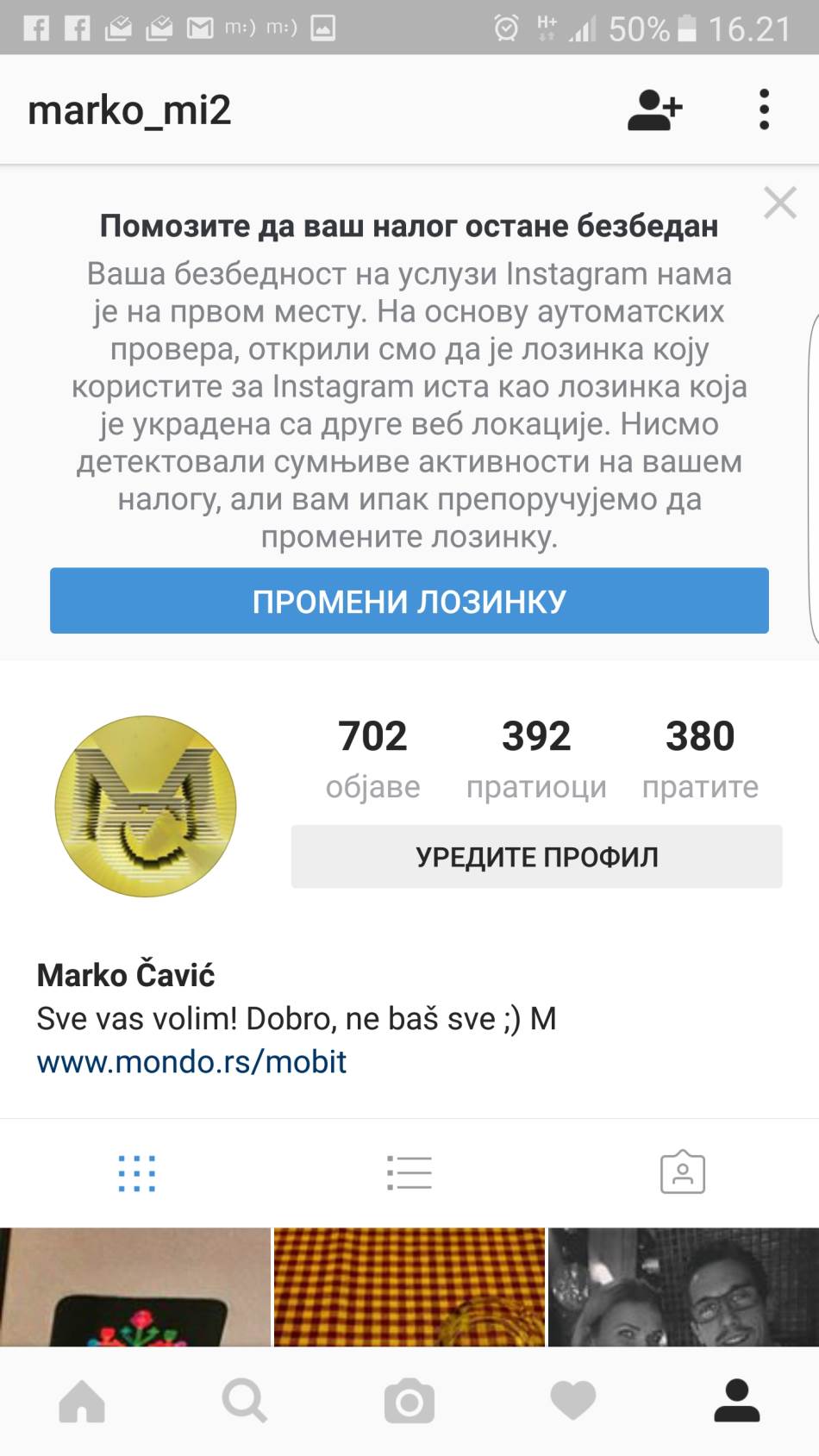 Instagram menjajte lozinke