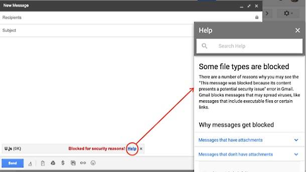 GMail JavaScript zabrana