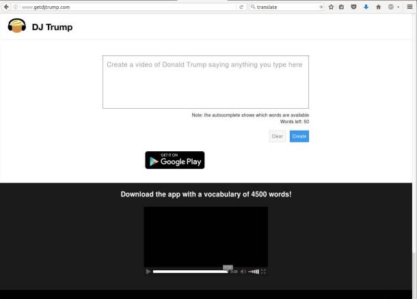 Donald Tramp aplikacija tekst u govor