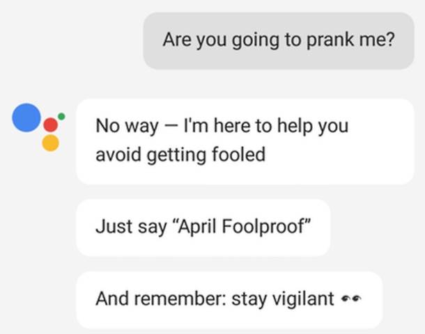 Google 1. april šale, Google Gnome, Google Assistant, Google Wind, Google Bubble Wrap Keyboard, VR