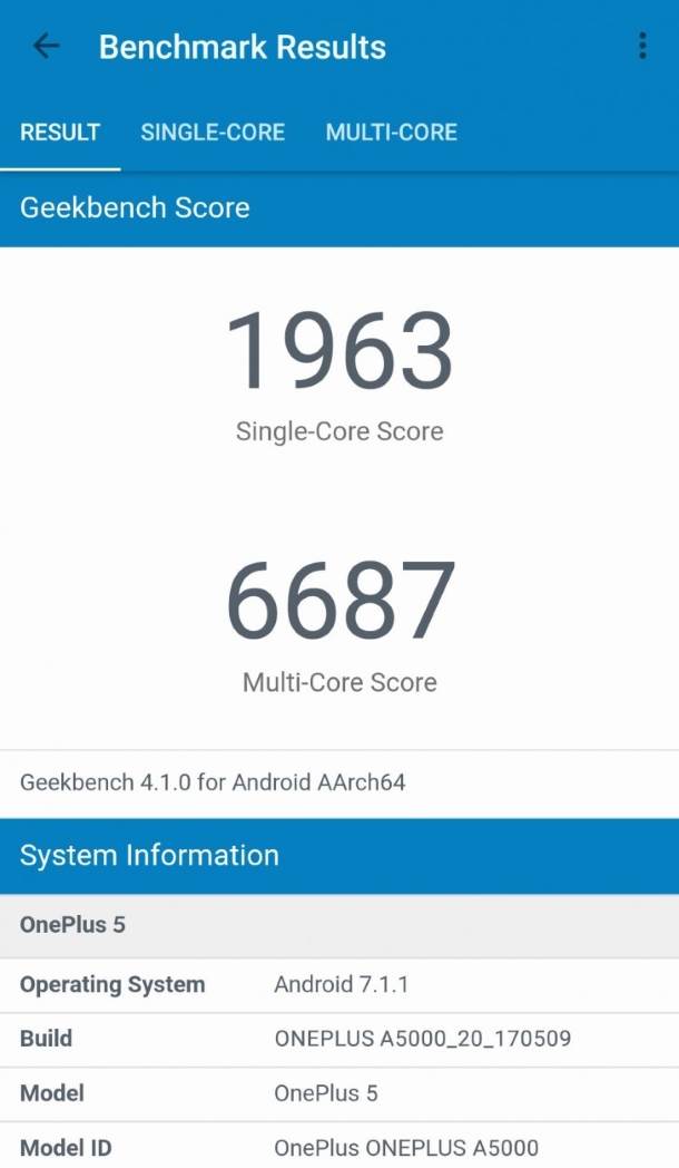 OnePlus 5 GeekBench test performansi bolji od Galaxy S8, LG G6, Xperia XZ Premium