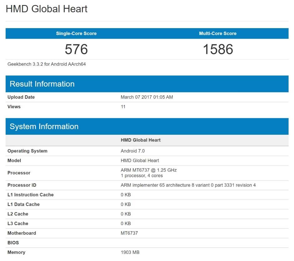 HMD Global Nokia telefoni Geekbench test Qualcomm cipset 
