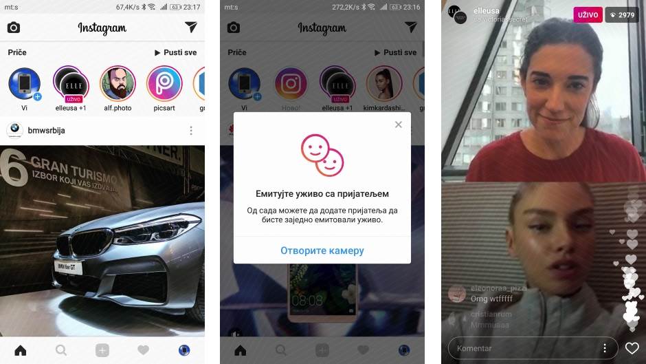 Instagram dva naloga uživo emitovanje