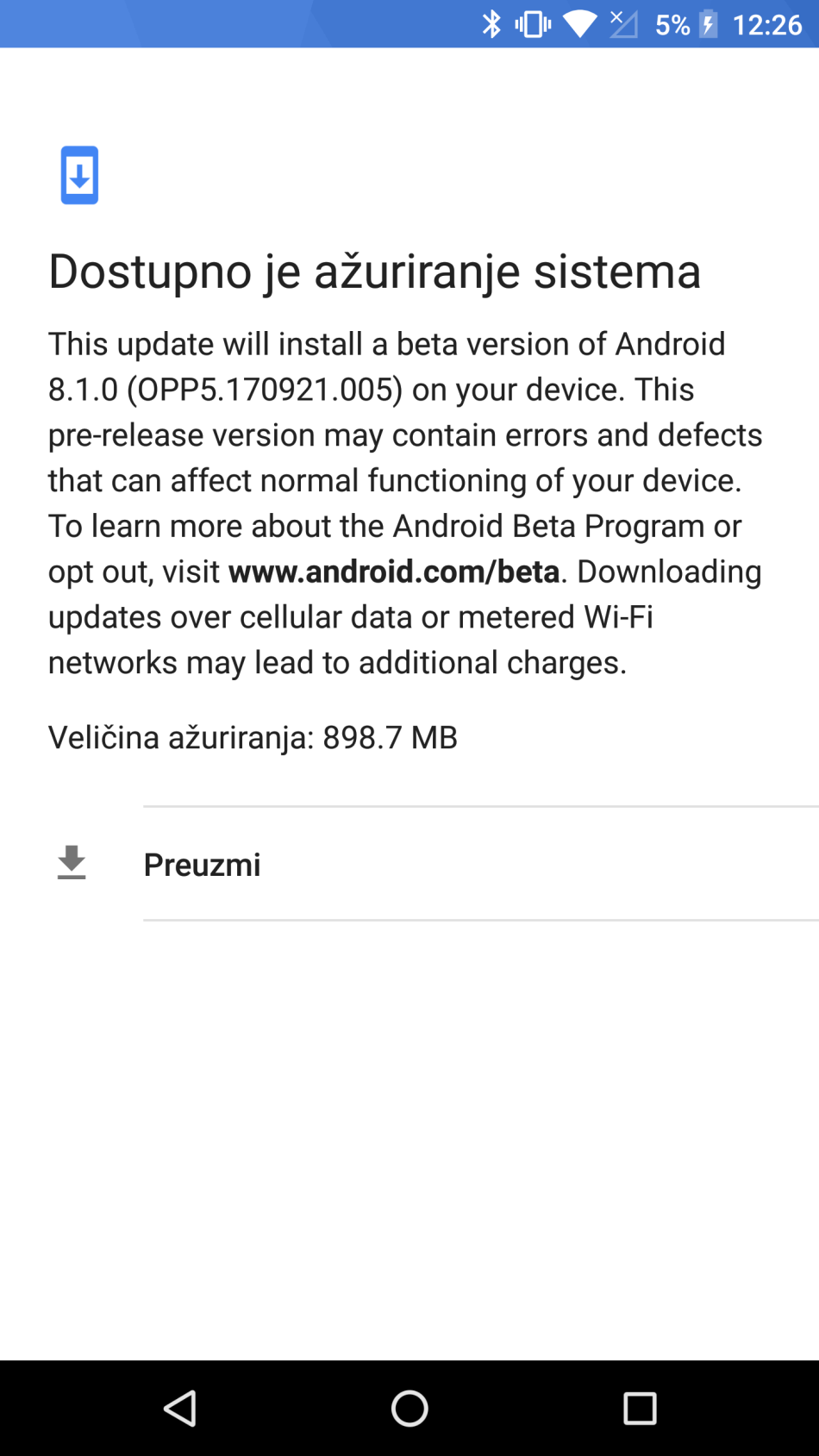 Android baterija ušteda, Android Oreo 8.1 Developer Preview opis