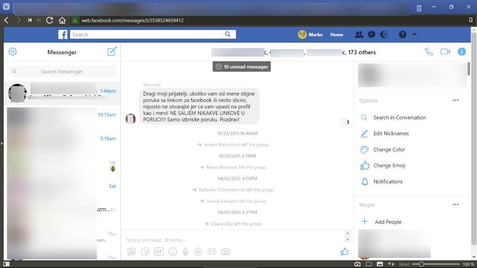 Messenger virus poruka