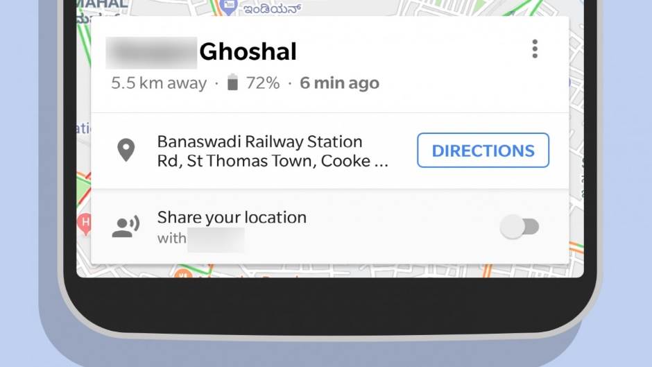 Google Maps deljenje lokacije, Google Maps baterija info