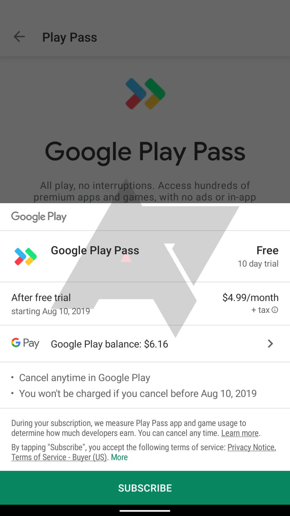 Google Play Pass pretplata Android premijum aplikacije, Android Play Store pretplata Play Pass