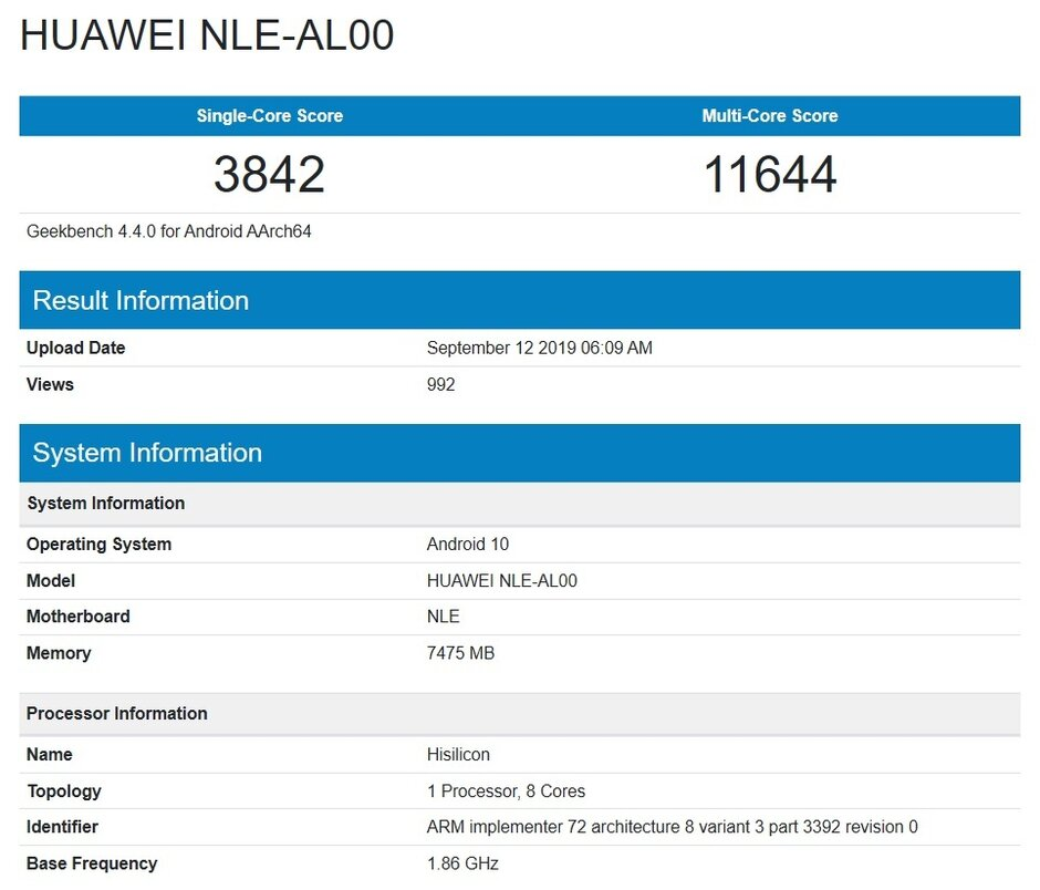 Kirin 990 Geekbench rezultat, Kirin 990 vs. A13 Bionic score
