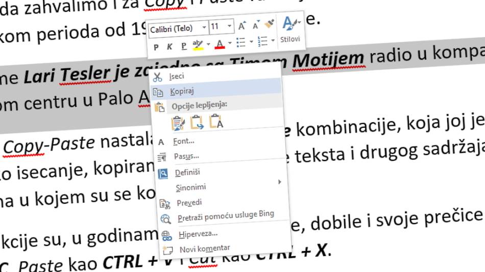 Kako su nastali Cut, Copy i Paste, Lari Tesler Cut, Copy i Paste, Cut, Copy i Paste PC skracenice