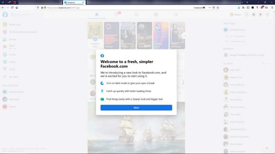 novi facebook dizajn promena izgleda kako igleda novosti povratak na stari fejs kako je moguce