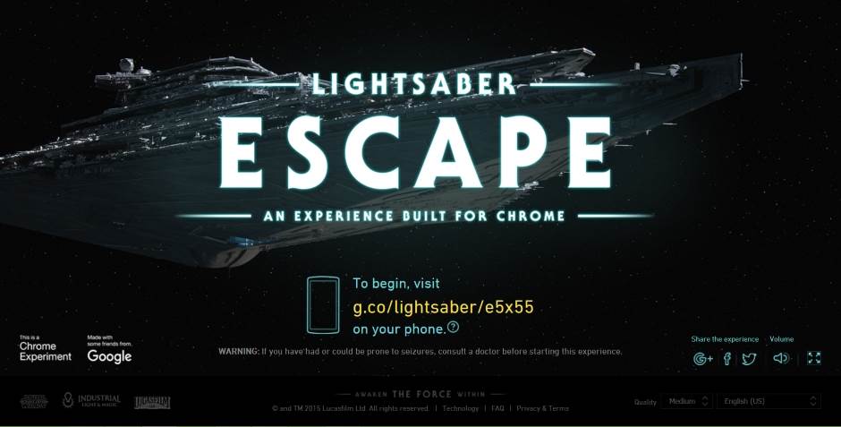 Star Wars LightSaber Escape igra sa telefonom i kompjuterom