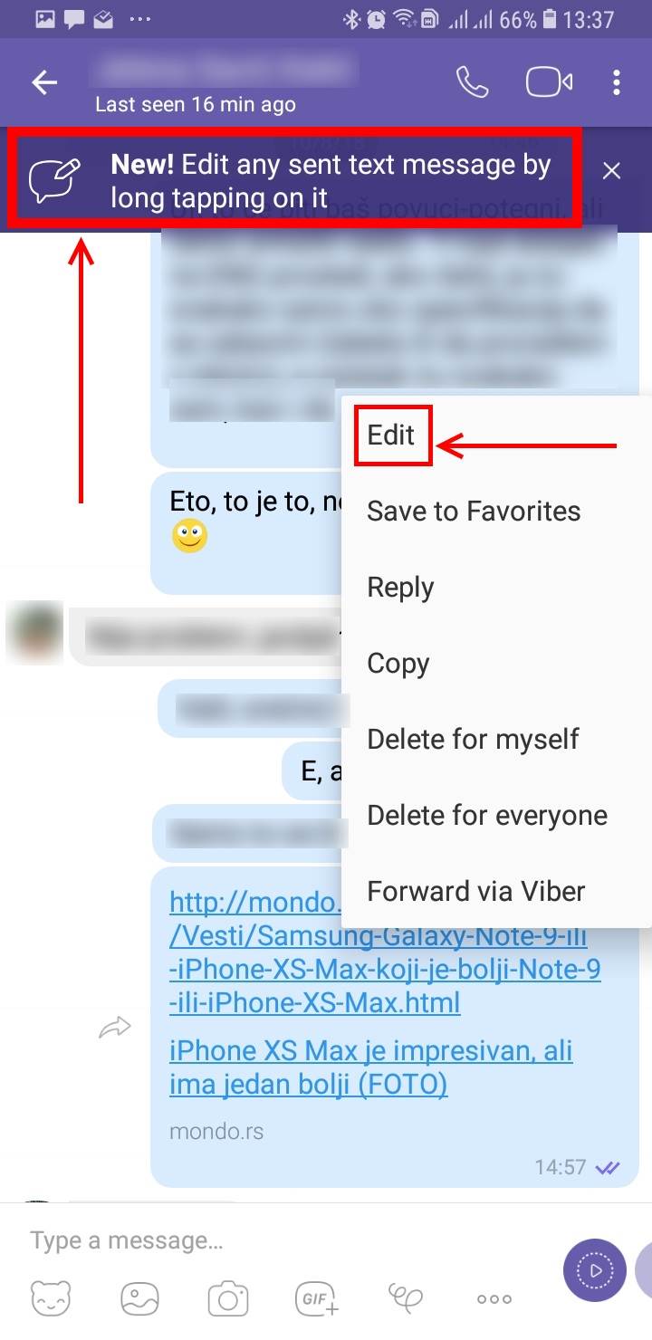 Viber kako izmeniti poslatu poruku, Viber Edit poslate poruke, Viber izmena poslate poruke
