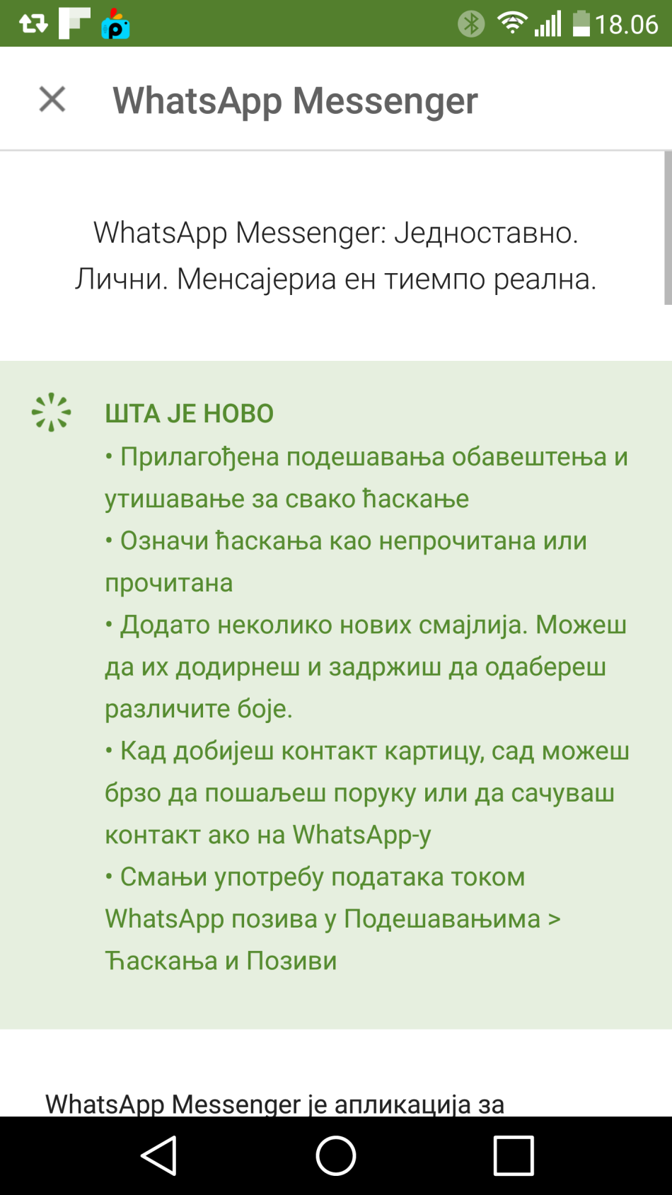 WhatsApp Android aplikacija nove opcije