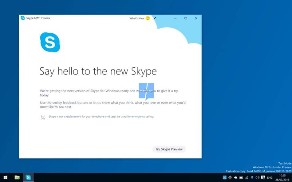 Windows 10 Skype UWP aplikacija