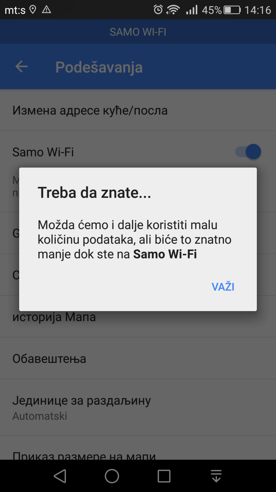 Google Maps Wi-Fi internet veza, cuvanje mapa na microSD kartici