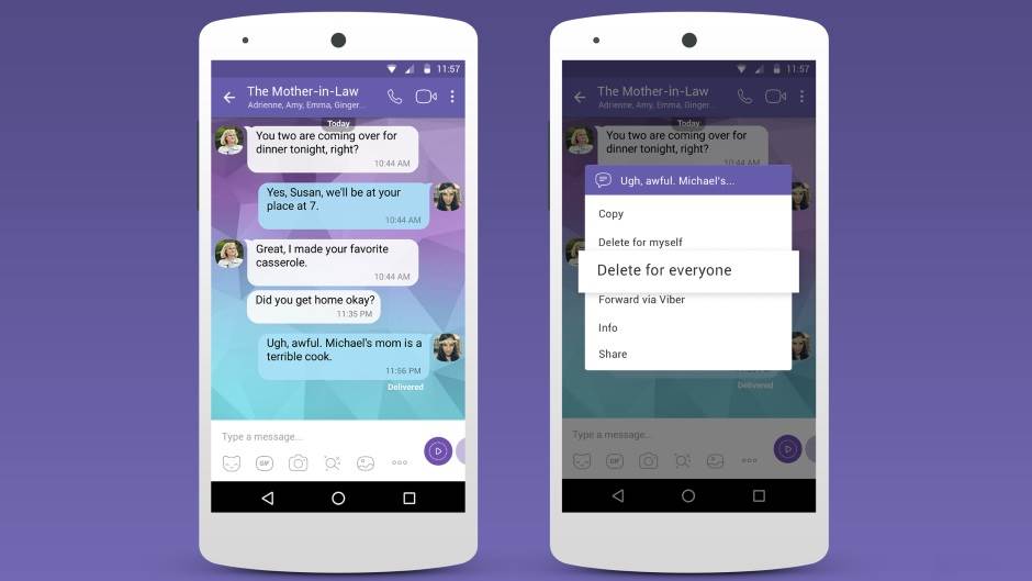 Viber oriši poruku opcija, Viber brisanje poslatih poruka