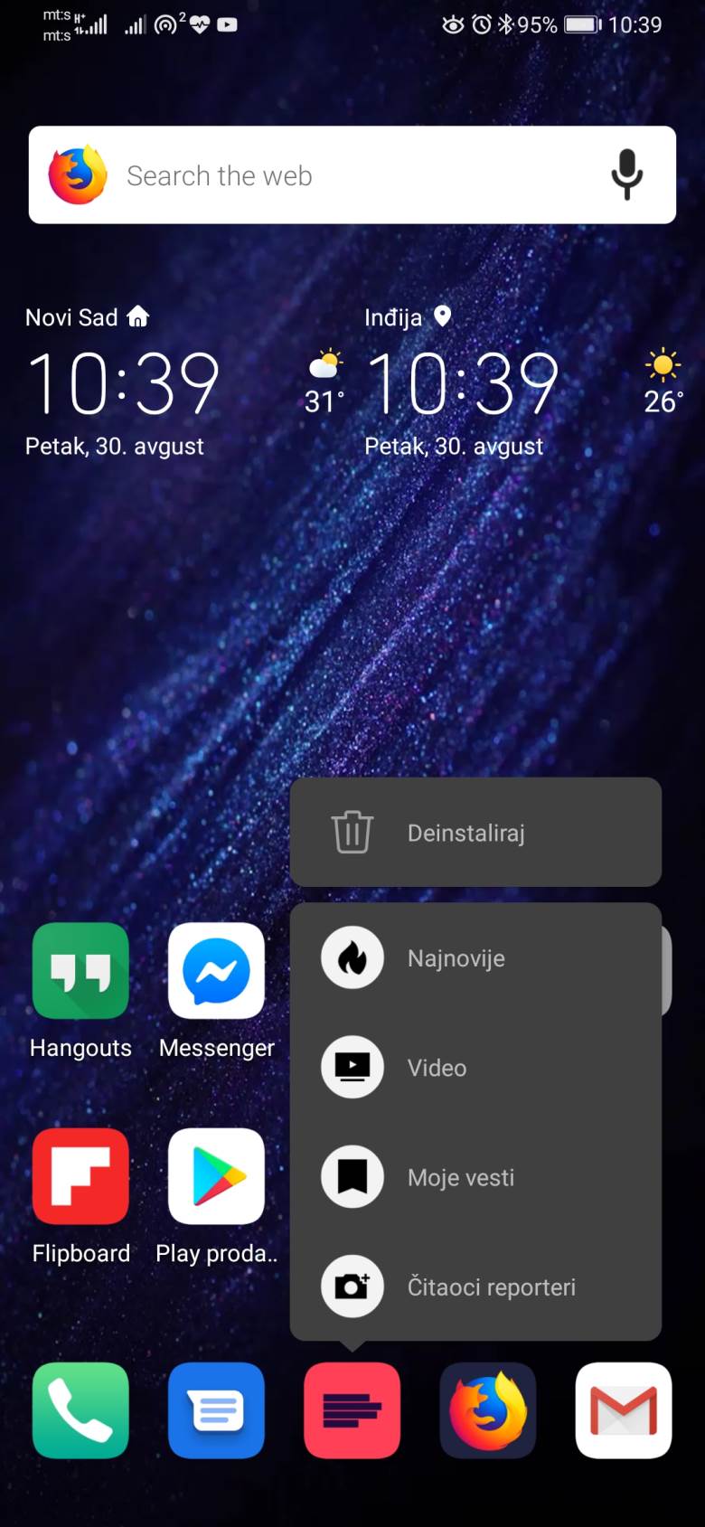 MONDO aplikacija pop-up opcije ikonice, Kako se koristi MONDO aplikacija pop-up meni na ikonici