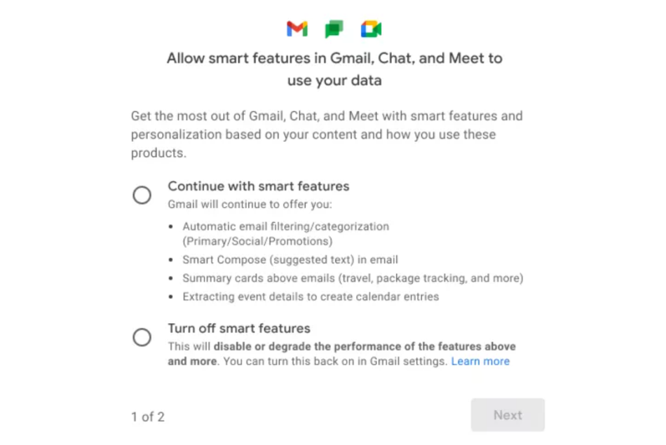 mejl gugl google skuplja informacije data funkcija