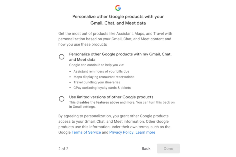 mejl gugl google skuplja informacije data funkcija