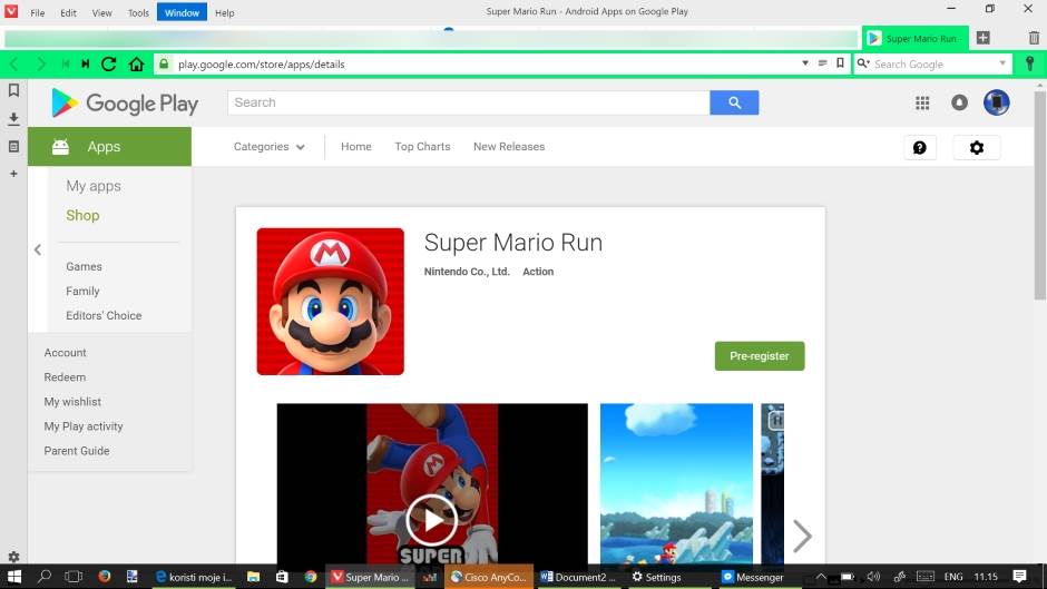 Super Mario Run Android registracija Google Play
