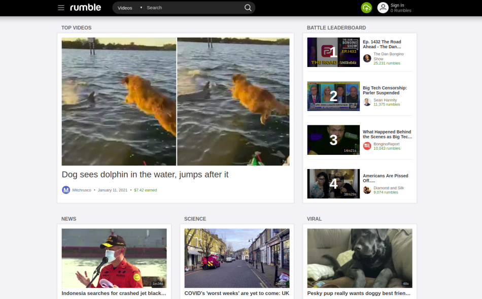 google monopol video snimci youtube rumble