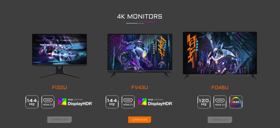 aorus gigabyte monitor ekran televizor za gejming 