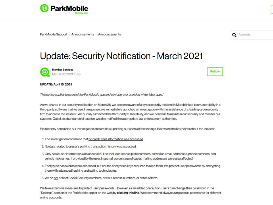 parkmobile lični podaci online plaćanje parkinga sajber bezbednost