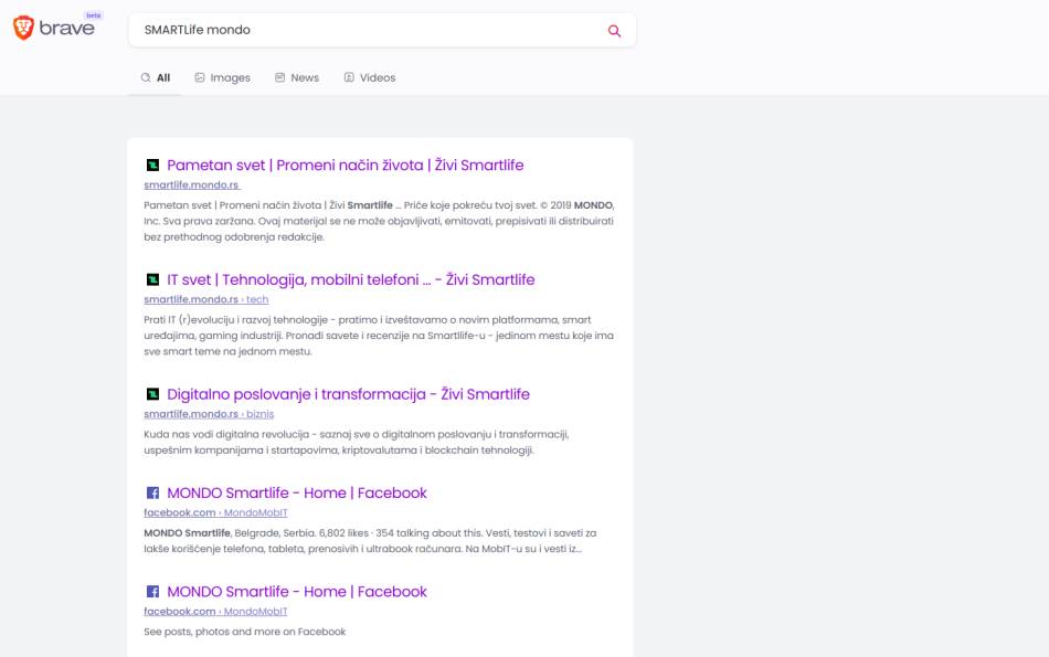 brave internet pretraživač google searche engine