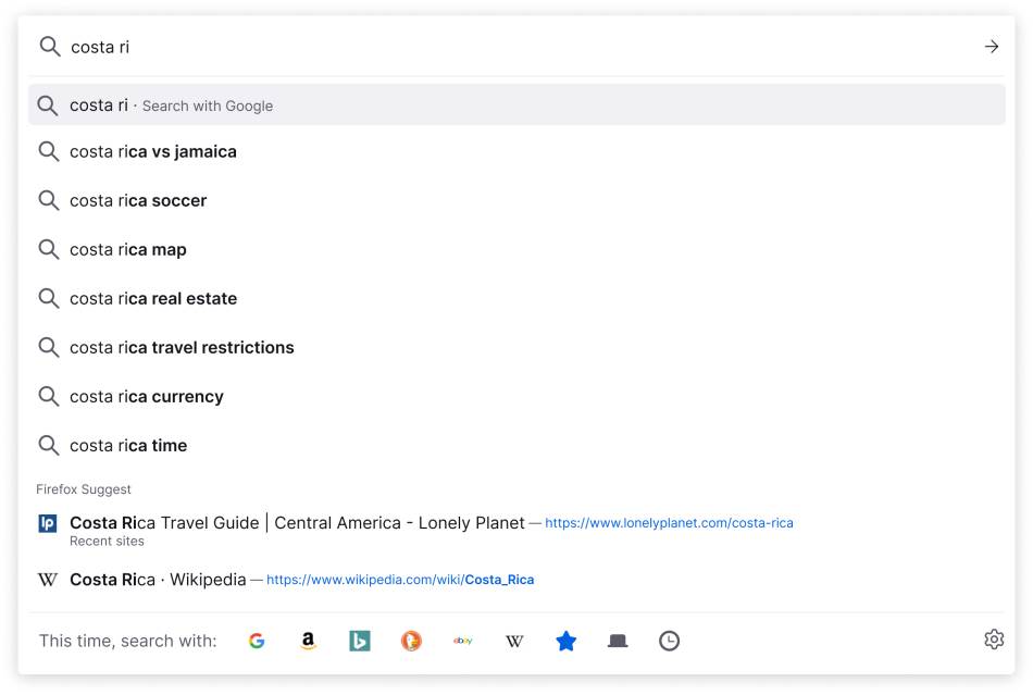 Firefox Suggest reklame