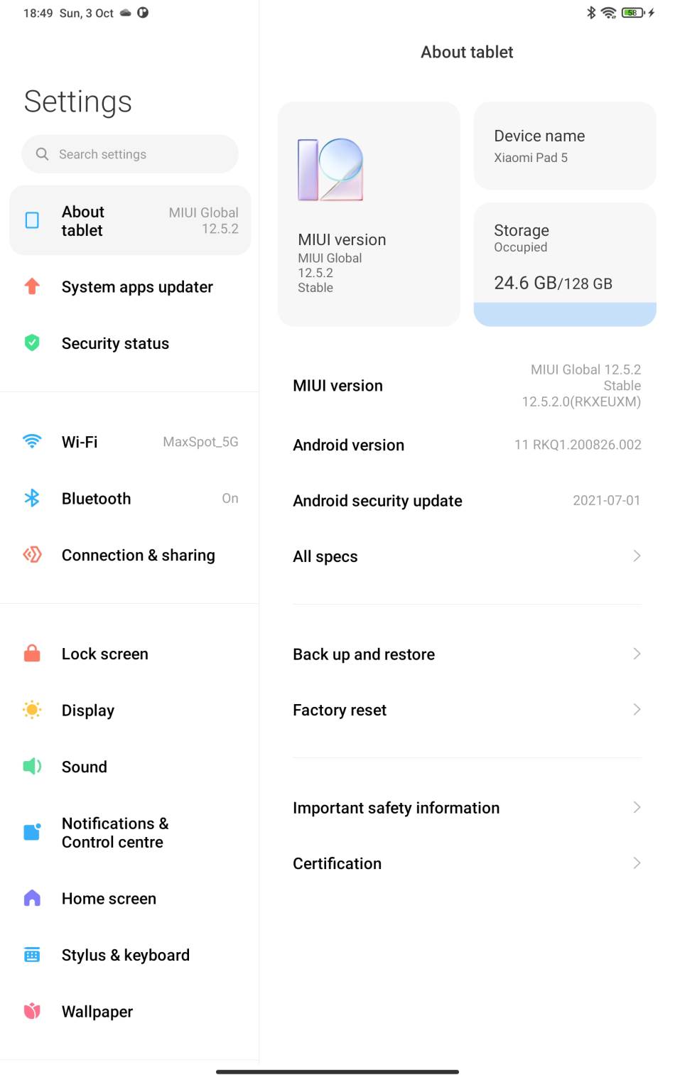 Xiaomi Pad 5 hardver