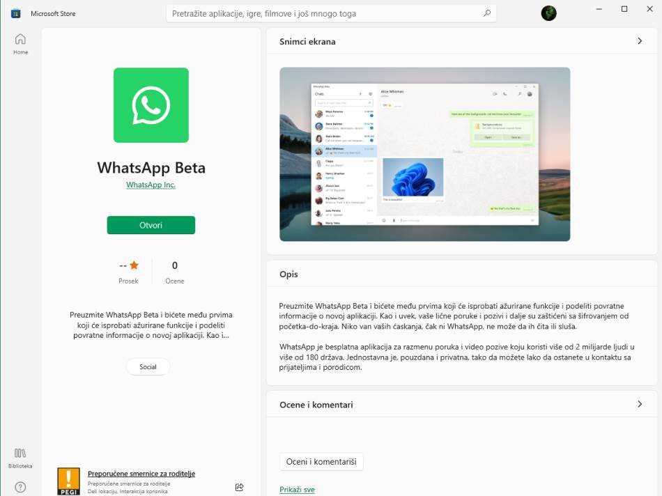 WhatsApp Beta za Windows