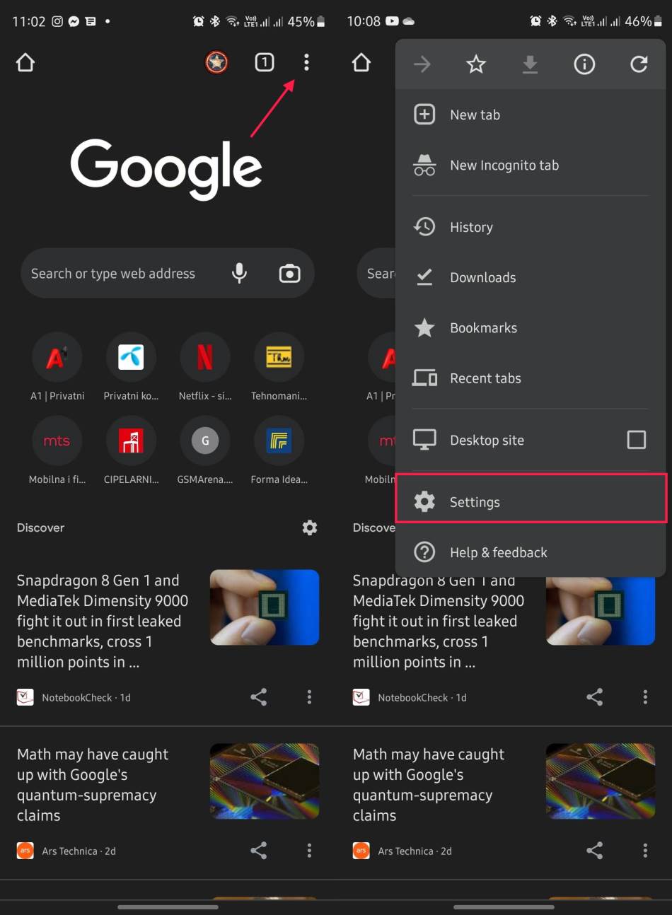 Chrome Chrome mobile