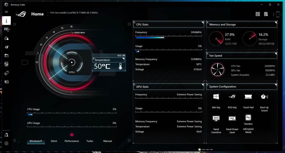 Armory crate aplikacija