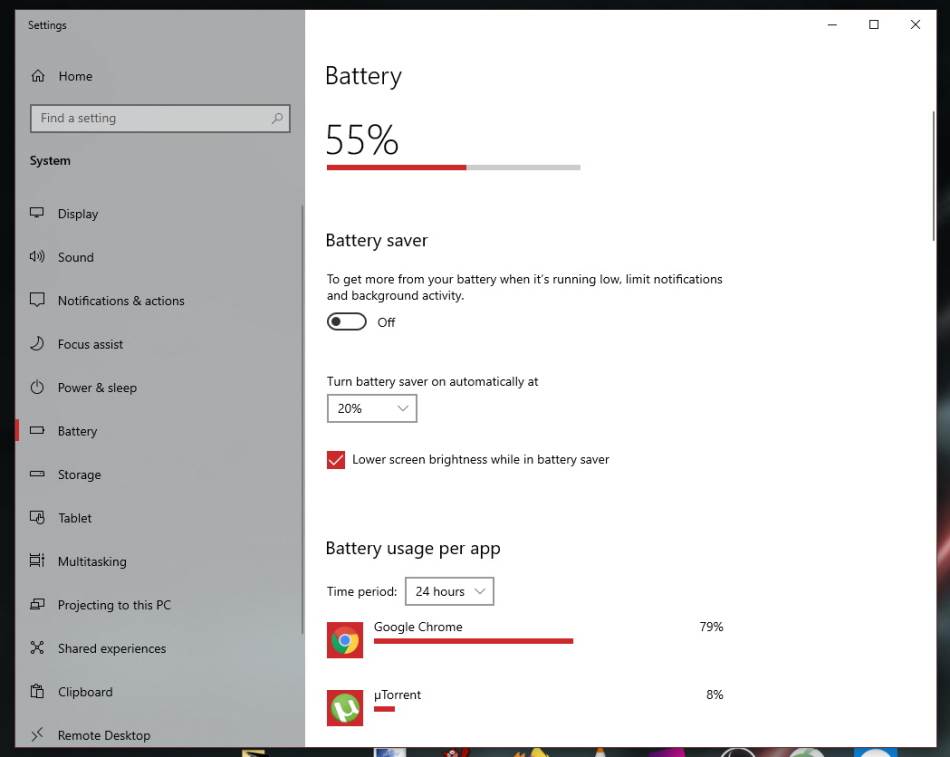 Podešavanja baterije