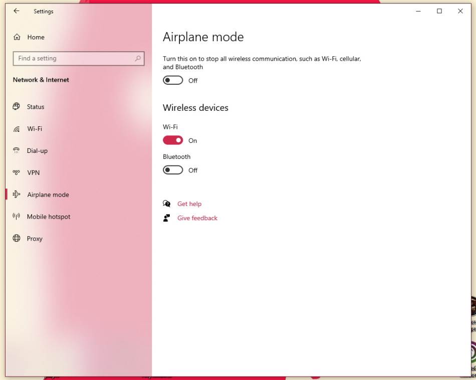 Podešavanja airplane režima