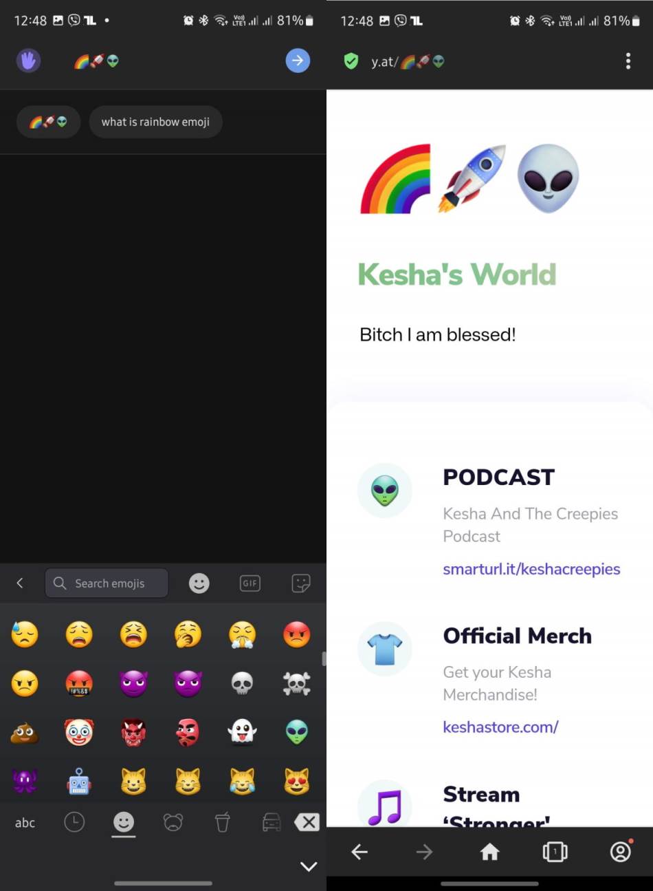 Kesha Yat adresa preko emotikona