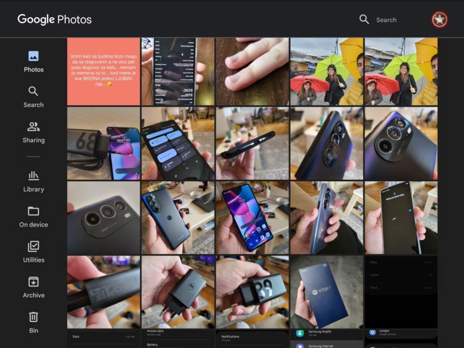 Mobilna Google Photos aplikacija sa slikama na Android telefonu