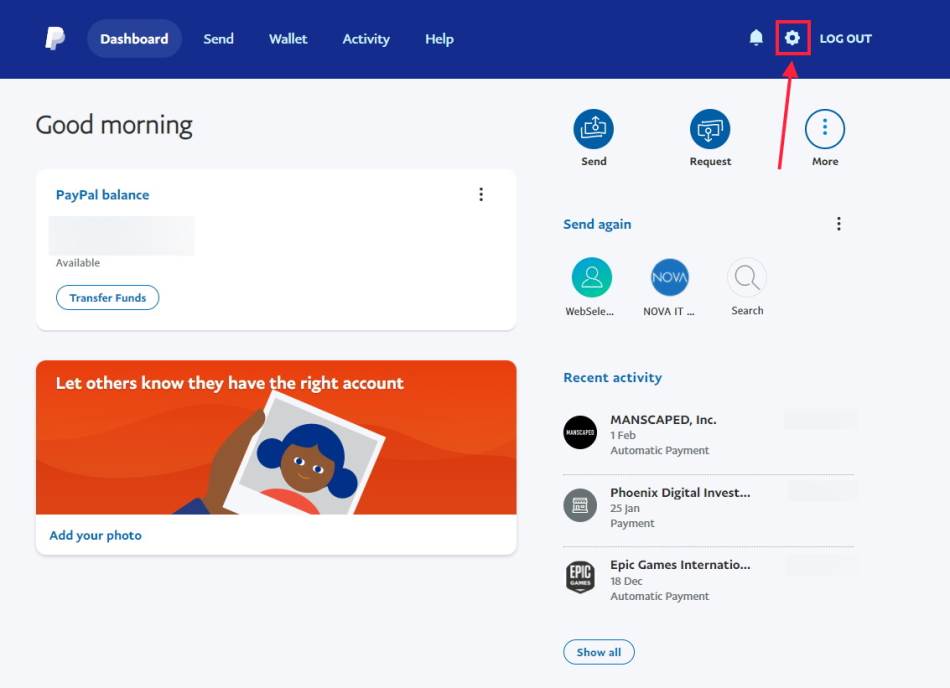 PayPal naslovna stranica
