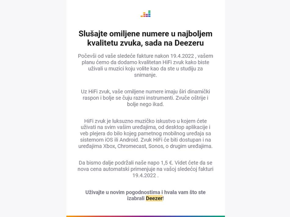 Deezer podiže cenu pretplate