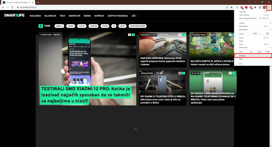Podešavanja u Google Chrome