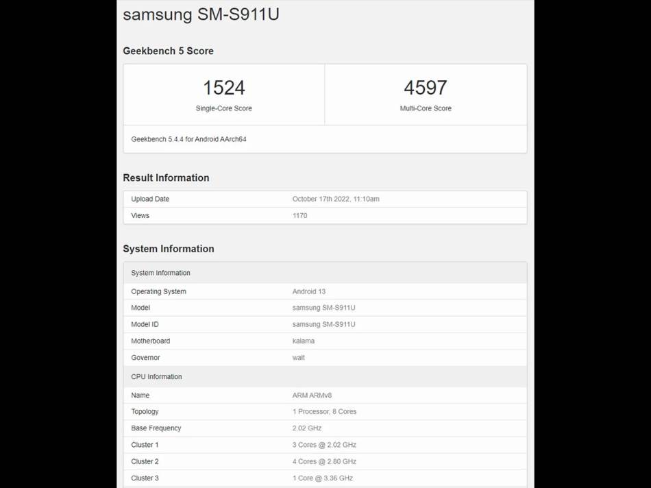 Geekbench S23 rezultat Snapdragon 8 Gen 2.jpg