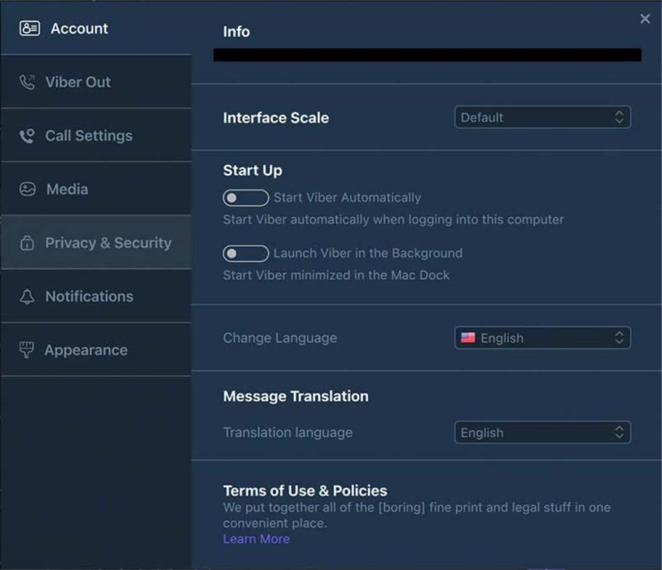 Privacy & Security Viber